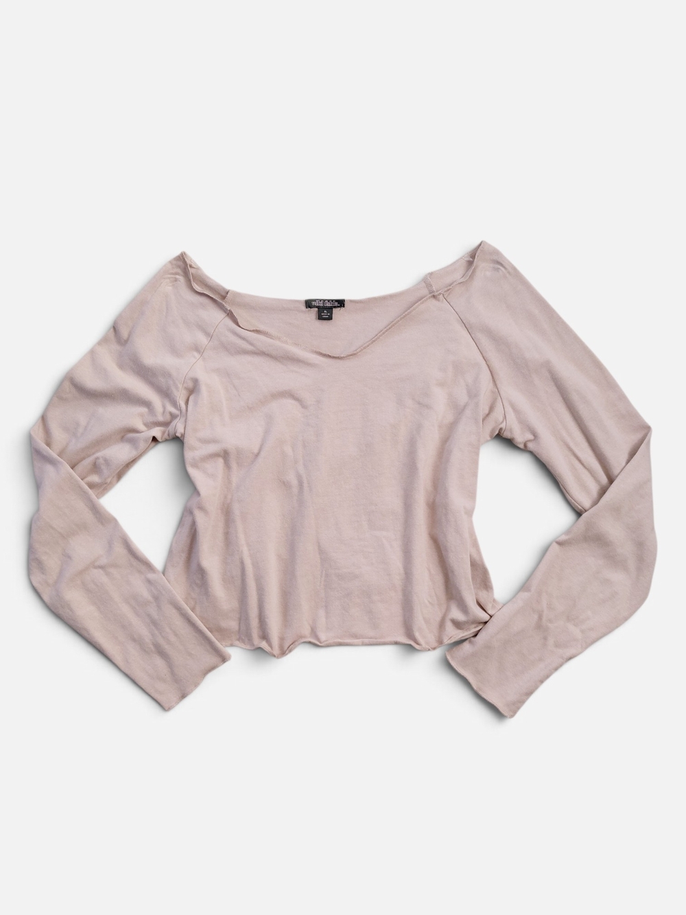 Wild Fable Raw Edge Wide V-Neck Crop Top Mauve Pink Size XL